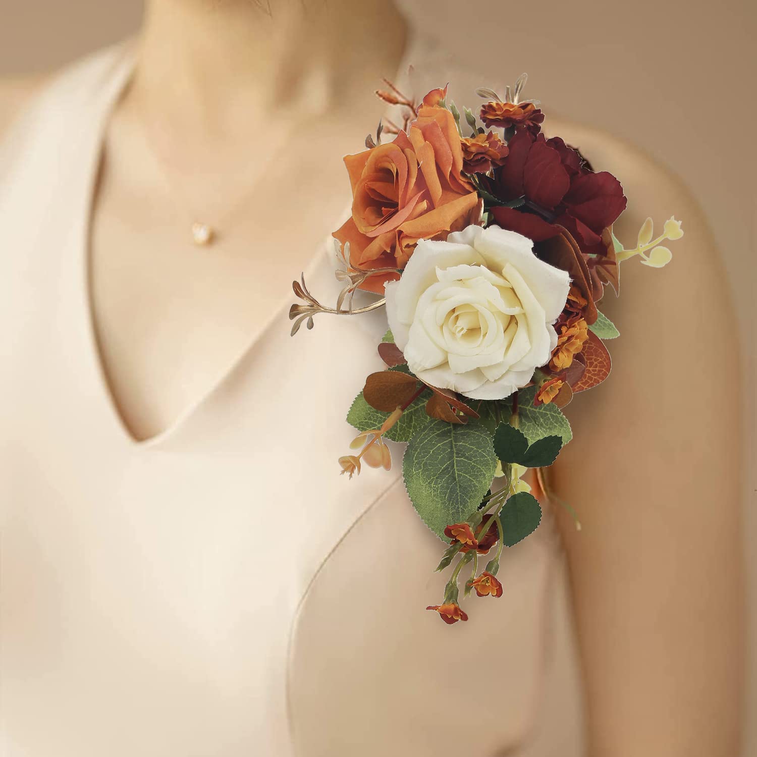Amazon.com: Rinlong Floral Shoulder Corsages Burnt Orange